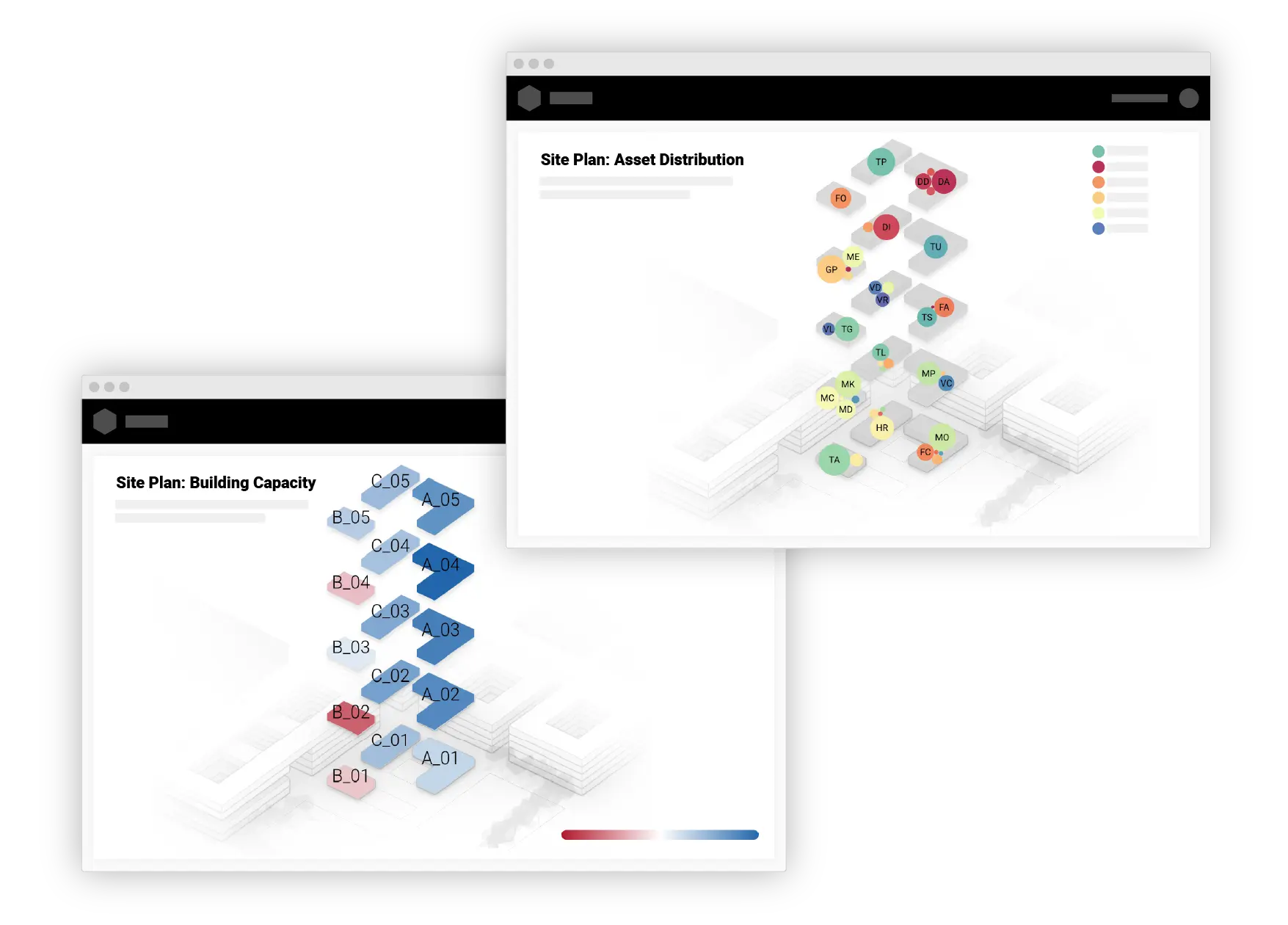 CAFM maps view in the spaciv platform