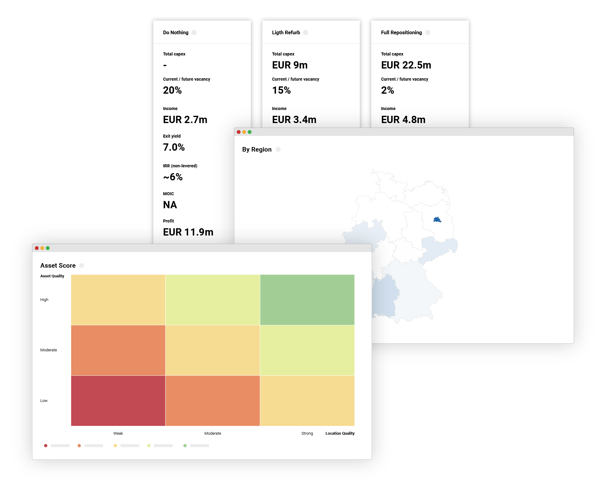 Asset management scoring view in the spaciv platform